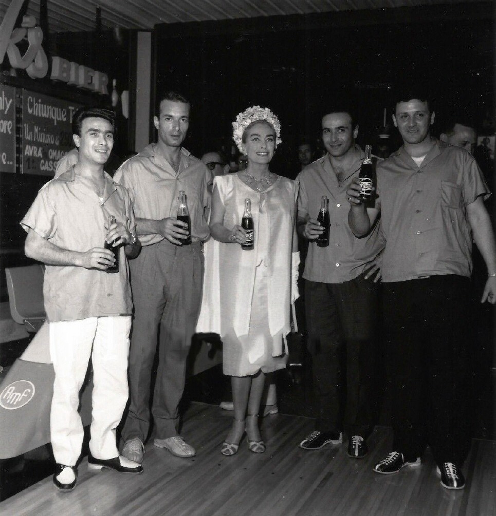 Circa 1960. Pepsi publicity at a Rome bowling alley.