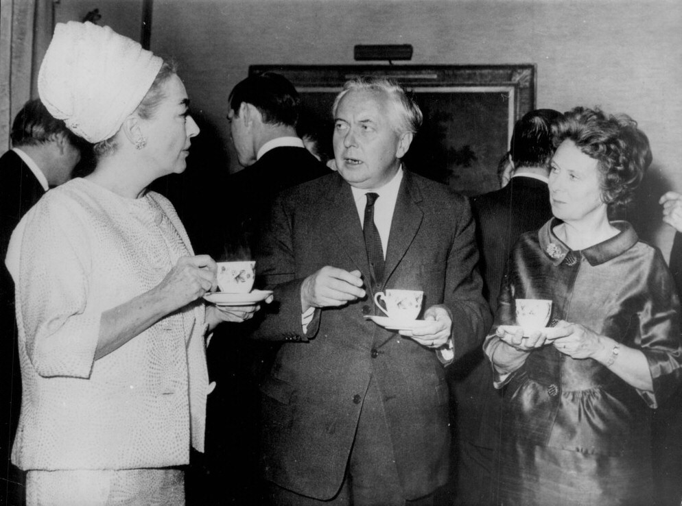 April 1966. With Prime Minister Harold Wilson and wife Mary at 10 Downing St.