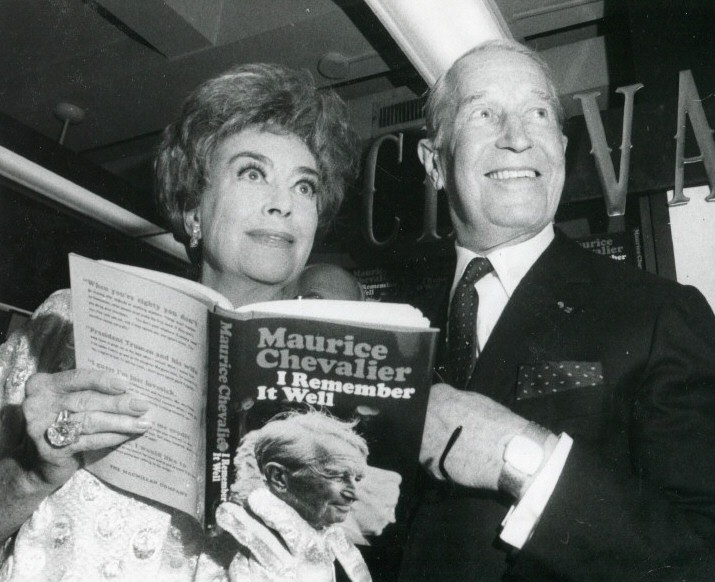 October 6, 1970. With Maurice Chevalier at his book signing. (Thanks to James Bruce.)