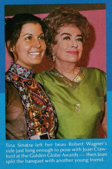 2/5/71 at the Golden Globes with Tina Sinatra. (From unknown magazine page.)