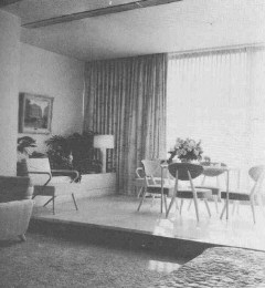 A view of the breakfast table from the bed. Joan writes that there was a fountain near the table.