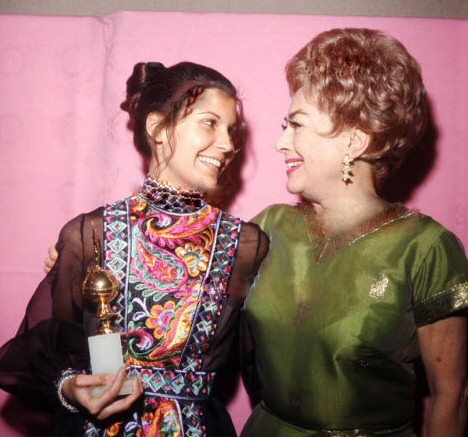 At the 2/5/71 Golden Globes with Tina Sinatra. (Thanks to Bryan Johnson.)