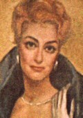 By Margaret Keane. Year unknown. Joan poses in front of this painting on the cover of her 1971 book 'My Way of Life.'