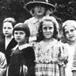 Joan, the tall girl at back, at St. Agnes Academy, 1918.