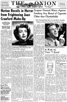 A mock 'Onion' article, allegedly from 1946. Click on photo to read. (2000s)