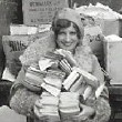 1928. With her fan mail on the MGM lot.