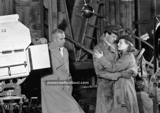 Director Howard Hawks, Gary Cooper, Joan on the set of 'Today We Live.'