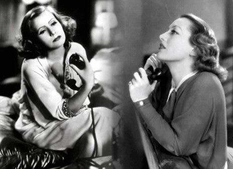 Joan and Garbo in separate scenes from 'Grand Hotel.'