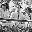 June 22, 1936. Barbara Stanwyck, Franchot Tone, and Joan at the Will Rogers Memorial Polo Field in Santa Monica.