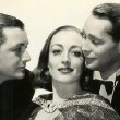 1937. Publicity for 'The Bride Wore Red,' with Robert Young, left, and husband Franchot Tone.