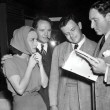 On the set of 'Mannequin' with director Borzage, producer Mankiewicz, and Spencer Tracy. (Includes press caption.)