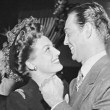 1943. Two candid shots with husband Phil Terry sent out by the Joan Crawford Fan Club.