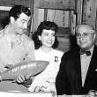 On the set with Herbert Marshall, Robert Taylor, Louis B. Mayer celebrating Taylor's birthday.