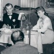 With Zachary Scott on the set of 'Mildred Pierce.'