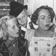 February 1950. Joan's directs Christina's Brentwood Brownie troop in an operetta of 'Hansel and Gretel.' From left: Christina, Carole Baker, Cynthia Shaw, Jill Marble.