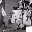 1951. On the set of 'Goodbye, My Fancy.' With photog Jack Woods.