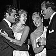 September 1951. At Mocambo, with Tony Curtis, Janet Leigh, and Cesar Romero for a Damon Runyan cancer benefit.
