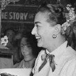 August 7, 1952. Joan sells tickets at the premiere of 'Sudden Fear.'