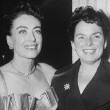 10/23/53. Joan and Mercedes McCambridge at the premiere party for 'Torch Song.' (The two were currently filming 'Johnny Guitar' together.)