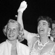 6/30/54. With daughter Christina and Lee Trent at the premiere of 'About Mrs. Leslie.'