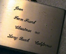 Sinatra's inscription on bottom of case.