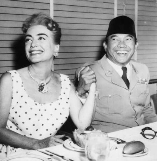 June 1959. With Indonesian president Sukarno on the 20th Century Fox lot.