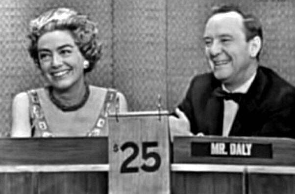 October 14, 1962. With host John Daly on 'What's My Line.' (Thanks to Bryan Johnson.)