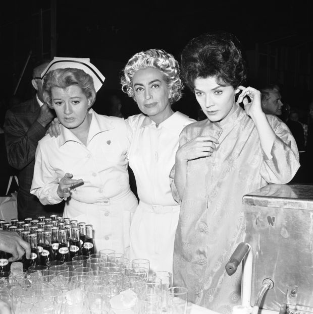 On the set of 'The Caretakers' with Constance Ford, left, and Polly Bergen.