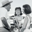 1964. On the 'Strait-Jacket' set with director Castle and Diane Baker.