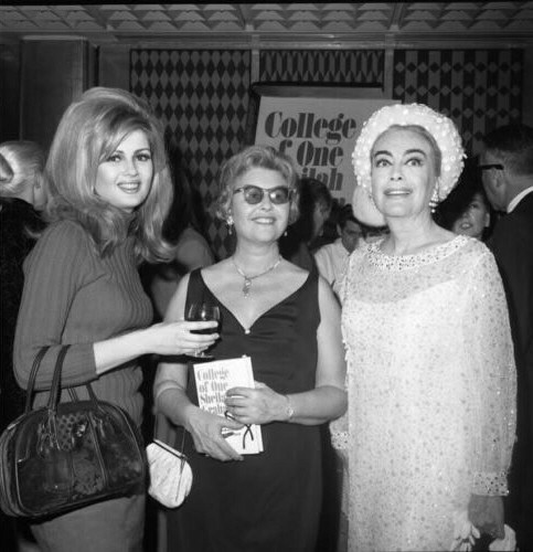 February 28, 1967. With Pamela Tiffin and Sheilah Graham at Graham's 'College of One' book release at L'Etoile.