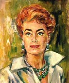 Painting by Lucerne Robert, 1960. Appeared on the 1962 cover of 'Portrait of Joan.'  Also: The black-and-white press-release photo, June 29, 1962.