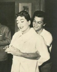 With Curtis on the set of 'Female on the Beach' in 1955.